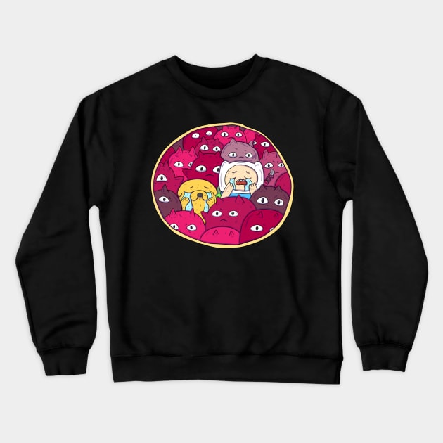 Finn and Jake in the Nightosphere Crewneck Sweatshirt by surfinggiraffecomics